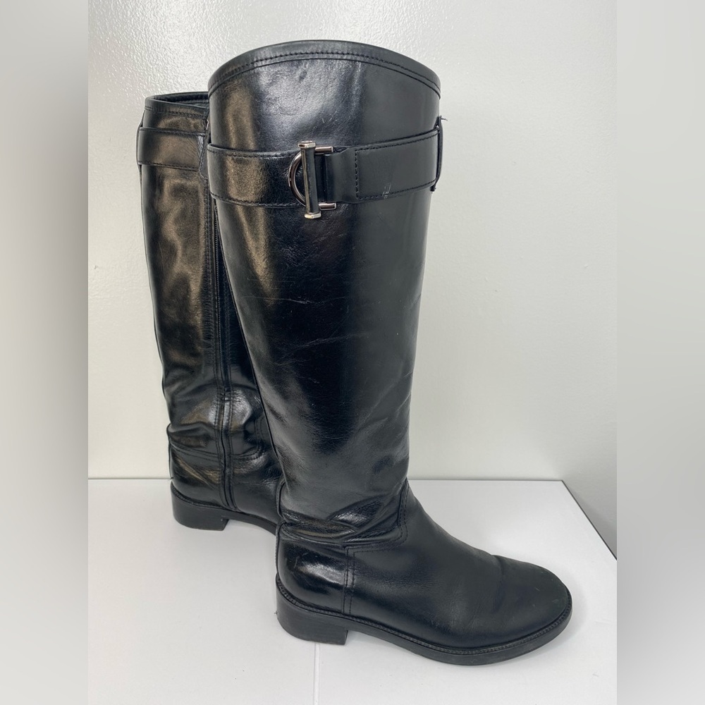 TORY BURCH Grace Black Knee-High Leather Riding Boots - Picture 5 of 12